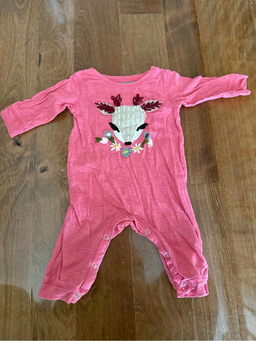 Baby Girl Pink Deer Long Sleeve Onesie romper 0-3